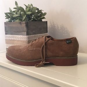 Women's Bass- Leather/Suede Tan Lace-Up Oxfords
